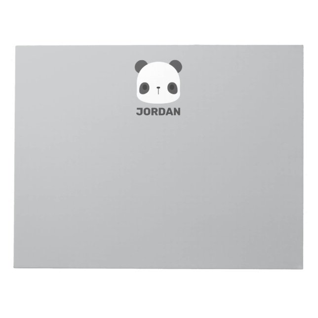 Cute Little Panda Bear with Personalised Name Notepad (Front)