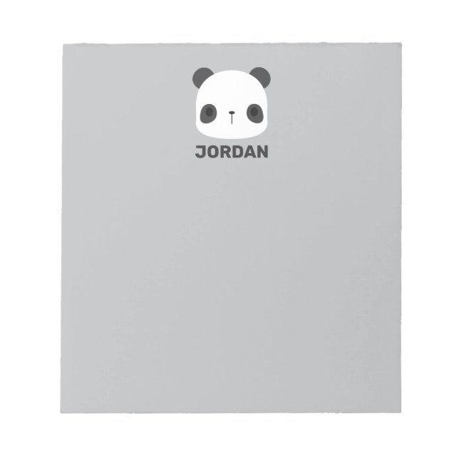 Cute Little Panda Bear with Personalised Name Notepad (Front)