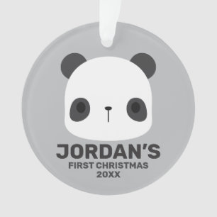 Cute Little Panda Bear with Personalised Name Ornament