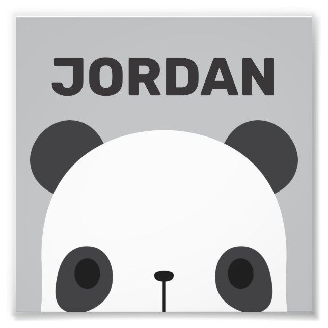 Cute Little Panda Bear with Personalised Name Phot Photo Print (Front)