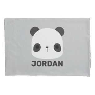 Cute Little Panda Bear with Personalised Name Pillowcase