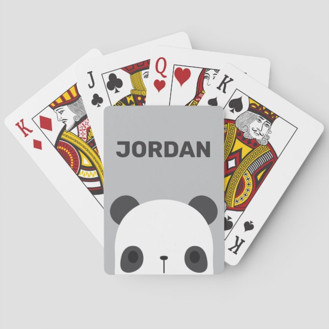 Cute Little Panda Bear with Personalised Name Playing Cards (Back)
