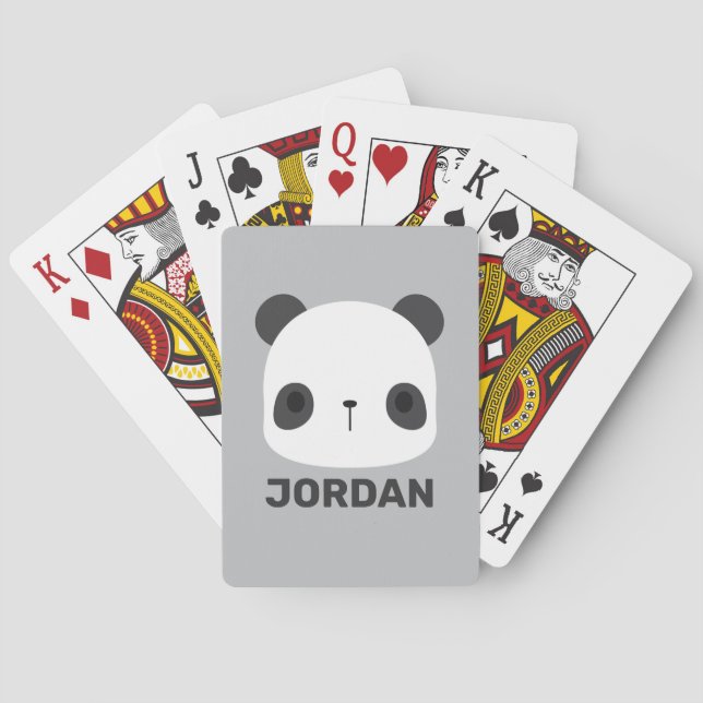 Cute Little Panda Bear with Personalised Name Playing Cards (Back)