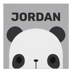 Cute Little Panda Bear with Personalised Name Post Poster