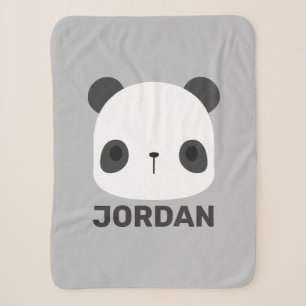 Cute Little Panda Bear with Personalised Name Sherpa Blanket