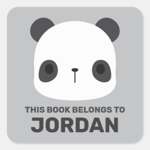 Cute Little Panda Bear with Personalised Name Square Sticker
