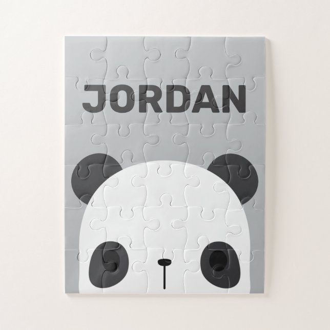Cute Little Panda Bear with Personalized Name Jigsaw Puzzle (Vertical)
