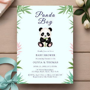Cute Little Panda Boy Baby Shower Invitation