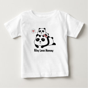 Cute Little Panda Cub Loves Mummy, Mum and Baby T-Shirt