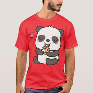 Cute Little Panda Enjoying Pizza T-Shirt