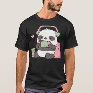 Cute Little Panda Gamer With Headphones T-Shirt