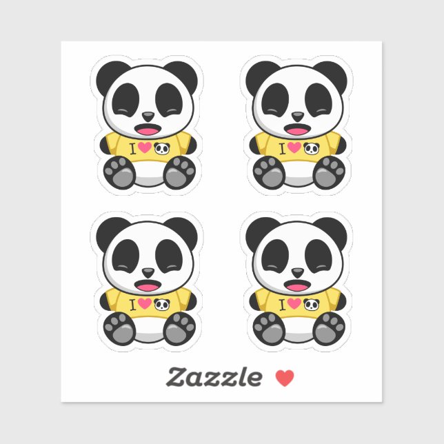 Cute Little Panda Set of 4 (Sheet)