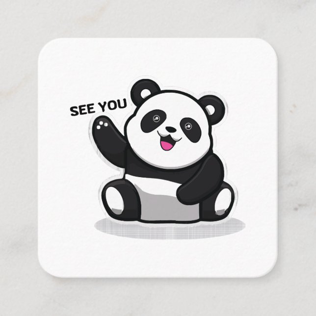 cute little panda square business card (Front)