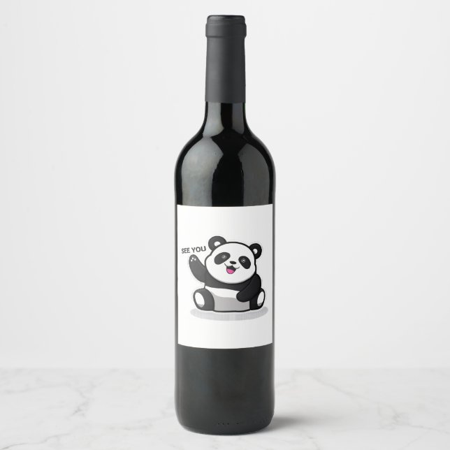 cute little panda wine label (Front)