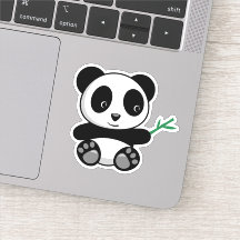 Cute Little Panda with a Bamboo Stick