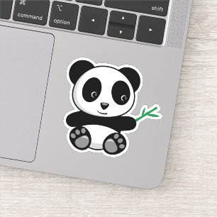 Cute Little Panda with a Bamboo Stick