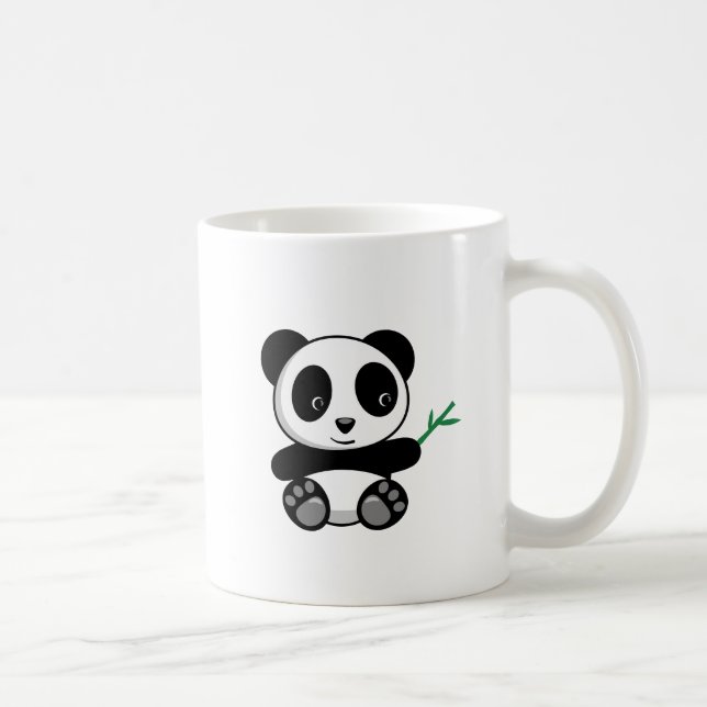 Cute Little Panda with a Bamboo Stick Coffee Mug (Right)