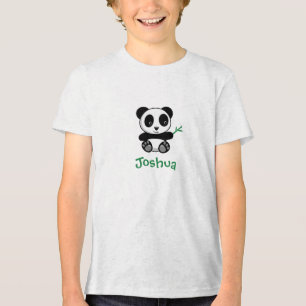 Cute Little Panda with a Bamboo Stick Tri-Blend Shirt