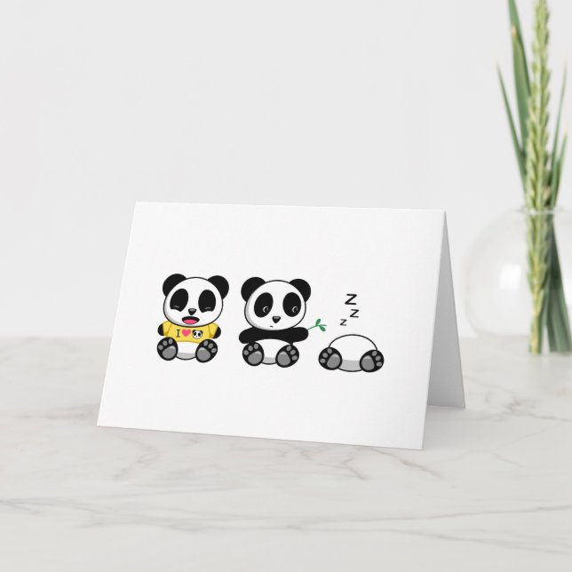 Cute Little Pandas Blank Card (Front)