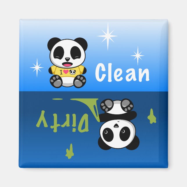 Cute Little Pandas Clean Dirty Magnet (Front)