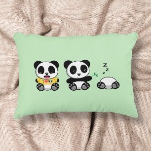 Cute Little Pandas on Green Decorative Cushion