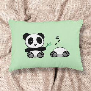 Cute Little Pandas on Green Decorative Cushion