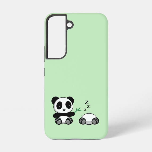 Cute Little Pandas on Green Samsung Galaxy S22 Case (Back)