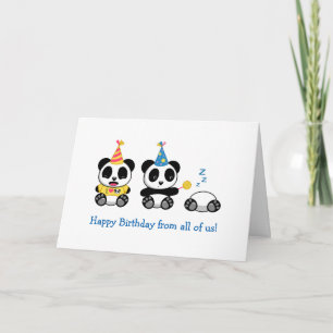 Cute Little Pandas on White Birthday from All Card