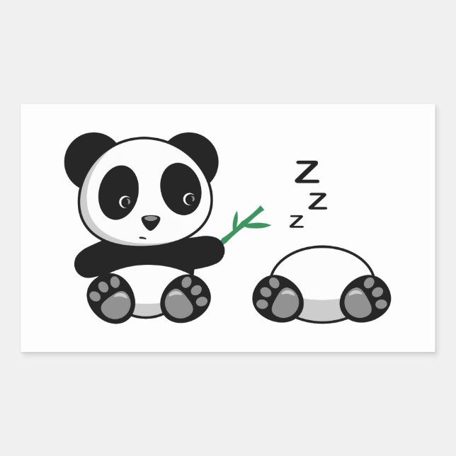 Cute Little Pandas Rectangular Sticker (Front)