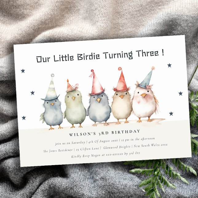 Cute Little Party Birds Any Age Kids Birthday Invitation (Creator Uploaded)