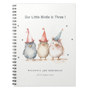 Cute Little Party Birds Kids Birthday Guestbook Notebook
