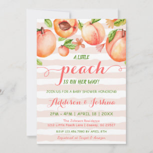 Cute Little Peach Pink Horizon Stripe Baby Shower Invitation