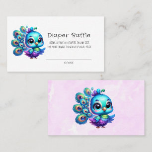 Cute Little Peacock Baby Shower Diaper Raffle Business Card