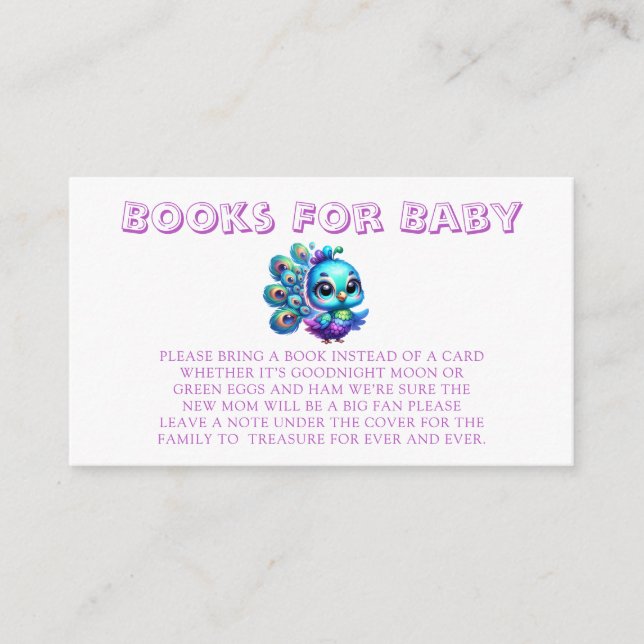 Cute Little Peacock Books For Baby Enclosure Card (Front)
