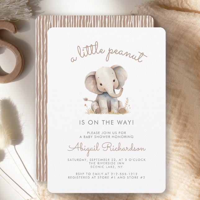 Cute Little Peanut Elephant Baby Shower Invitation (Creator Uploaded)
