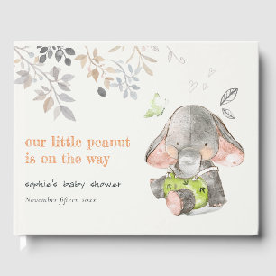 Cute Little Peanut Elephant Foliage Baby Shower Guest Book