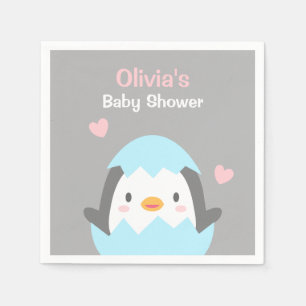 Cute Little Penguin Baby Shower Party Napkins