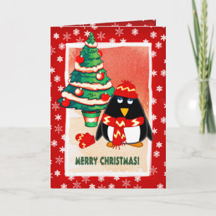 Cute Little Penguin Christmas  Holiday Card