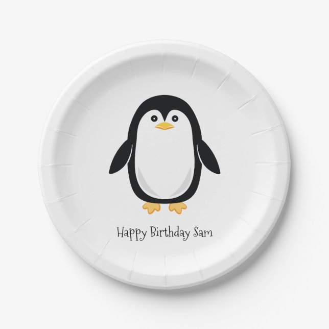 Cute Little Penguin Paper Plate (Front)