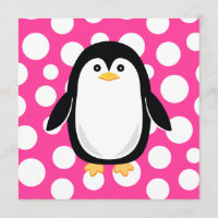 Cute Little Penguin Pink Polka Dot Fun