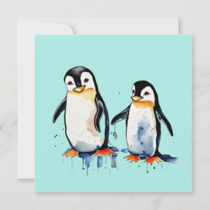 Cute little penguins invitation