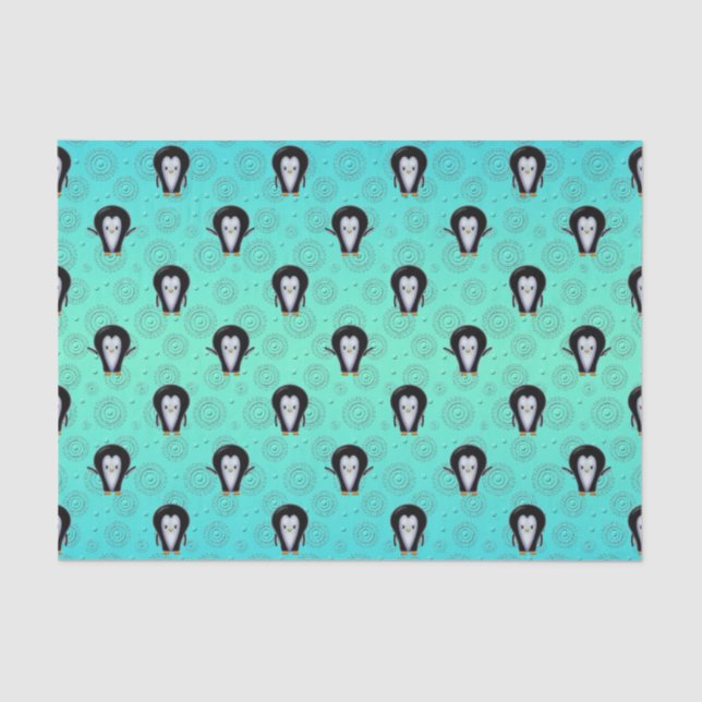 Cute Little Penguins Tissue Paper (Front)