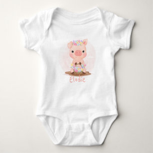 Cute Little Pig Baby Bodysuit (0-24M) Personalise