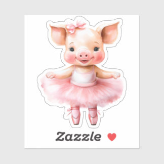 Cute little pig ballerina dancing ballet
