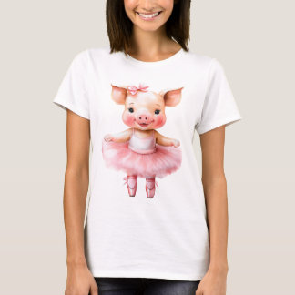 Cute little pig ballerina dancing ballet T-Shirt