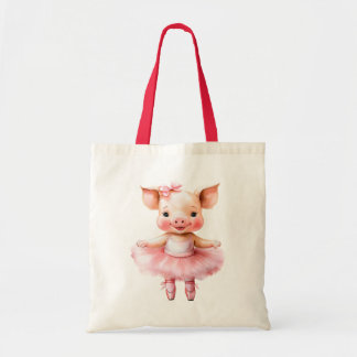 Cute little pig ballerina dancing ballet tote bag