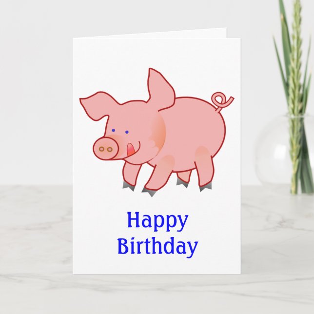 Cute Little Pig Birthday Card (Front)