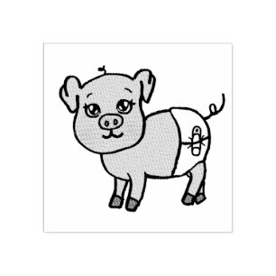 Cute Little Pig Farm Animal Rubber Stamp