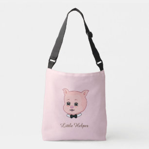 Cute Little Pig on Light Pink Crossbody Bag