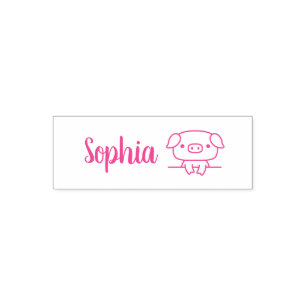 Cute Little Pig, Personalised Name Self-inking Stamp